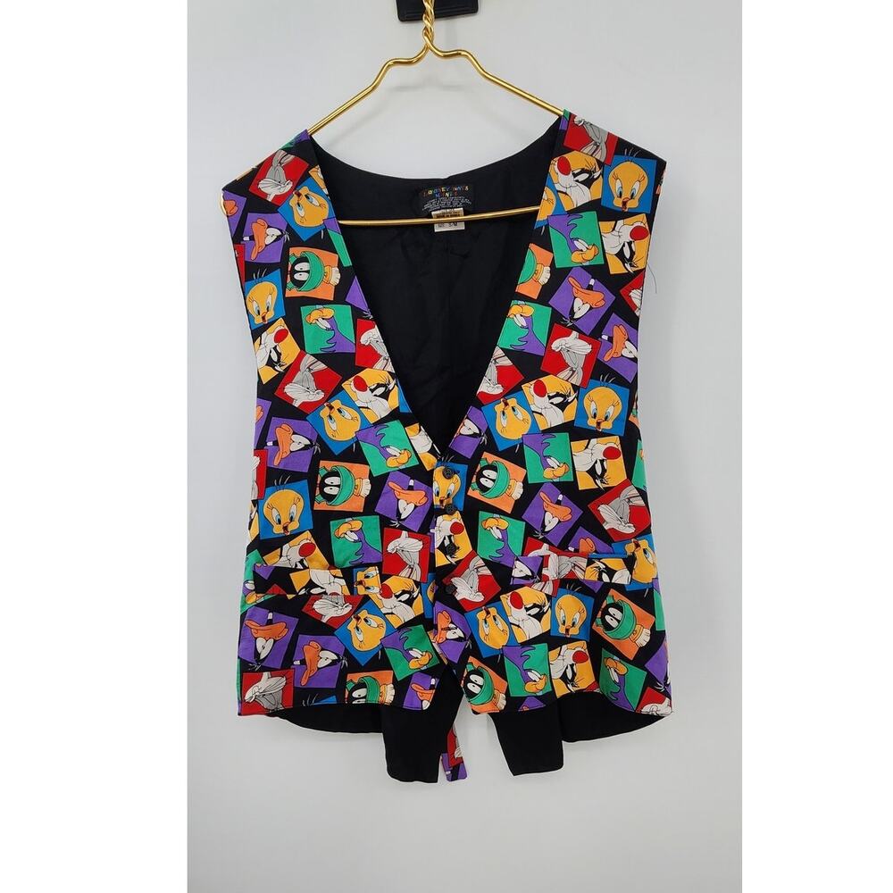 Vintage Looney Tunes Mania 100%‎ Silk Character Vest Size S/M